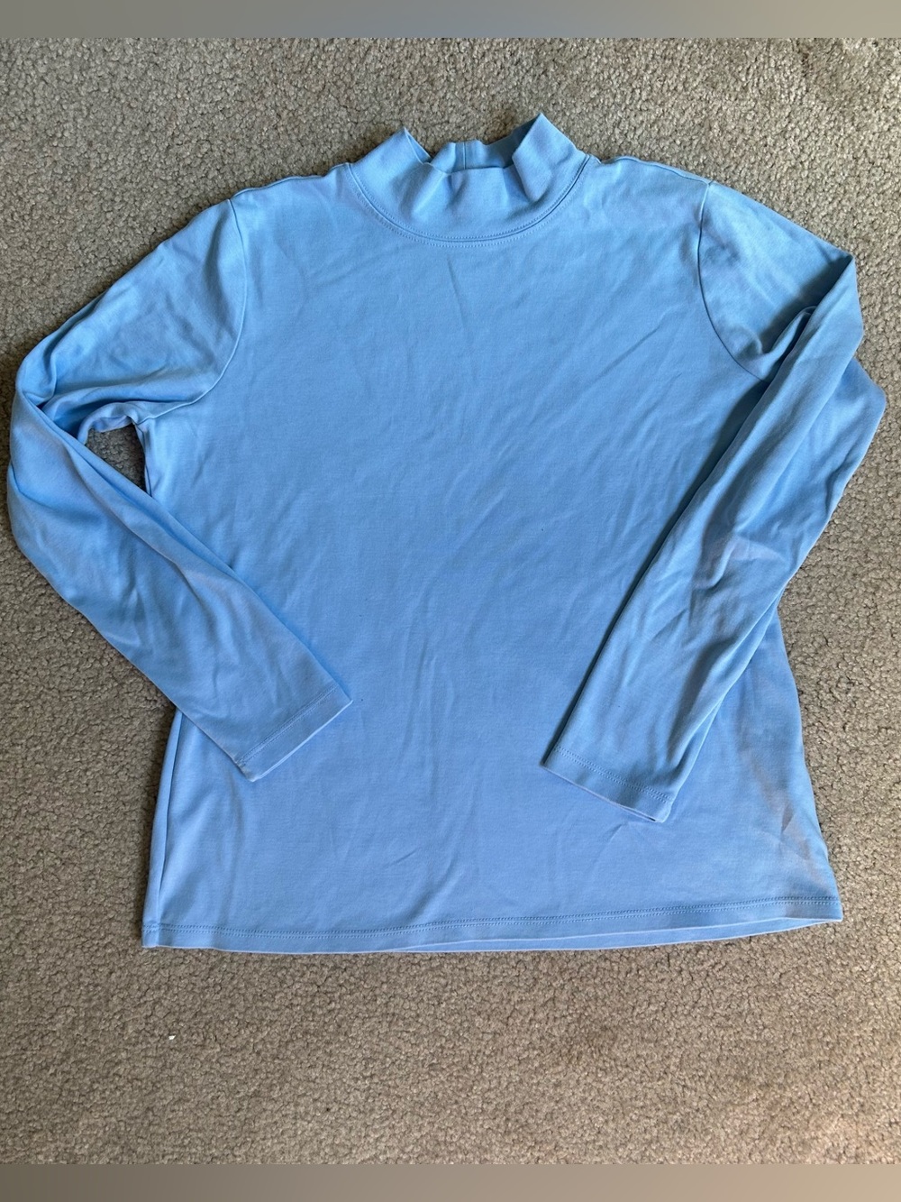 L.L. Bean Soft Sky Blue Long Sleeve Mock Neck Top